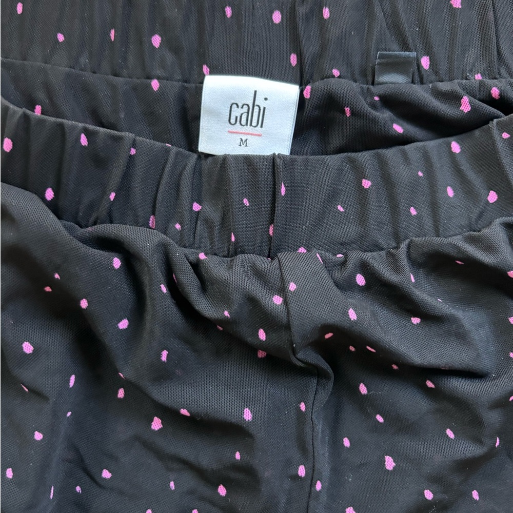CAbi Black Trousers with Pink Dots semi sheer